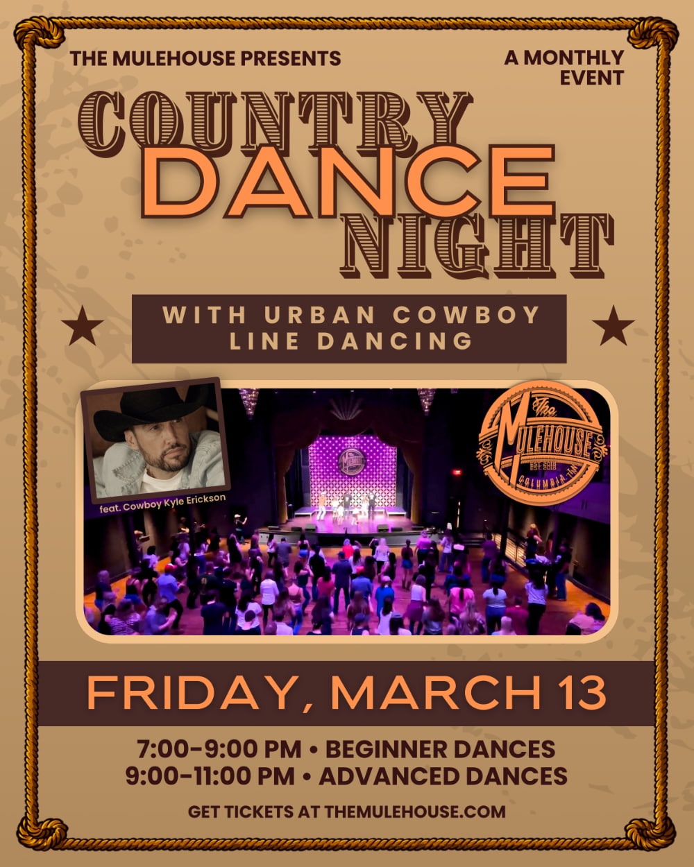 Country Dance Night w/Urban Cowboy Line Dancing at The Mulehouse