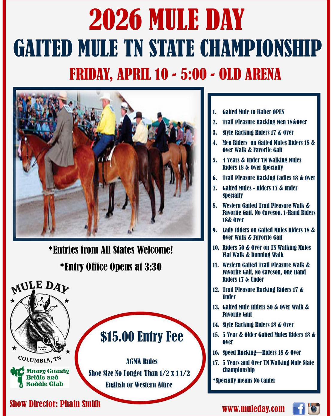 2026 Mule Day Gaited Mule TN State Championship