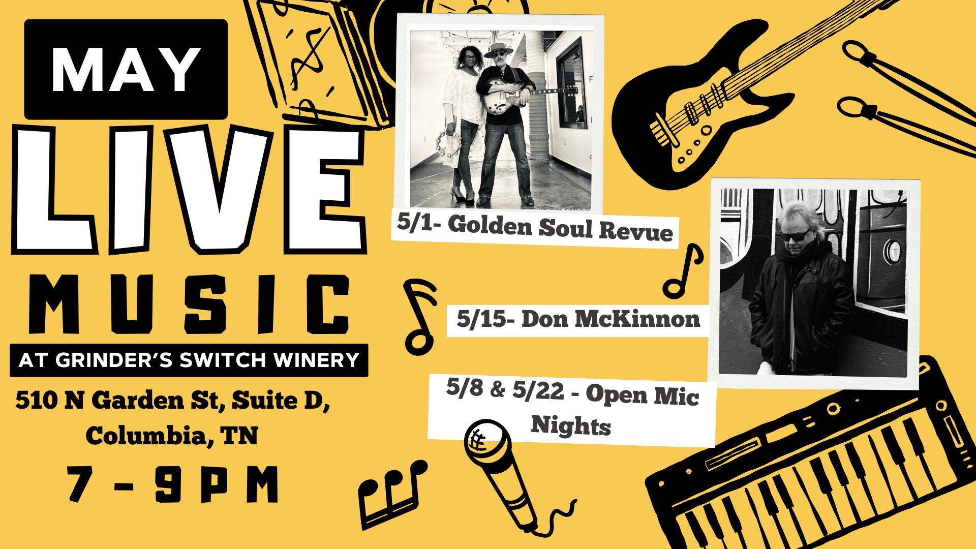 May Live Music at Grinder’s Switch Winery