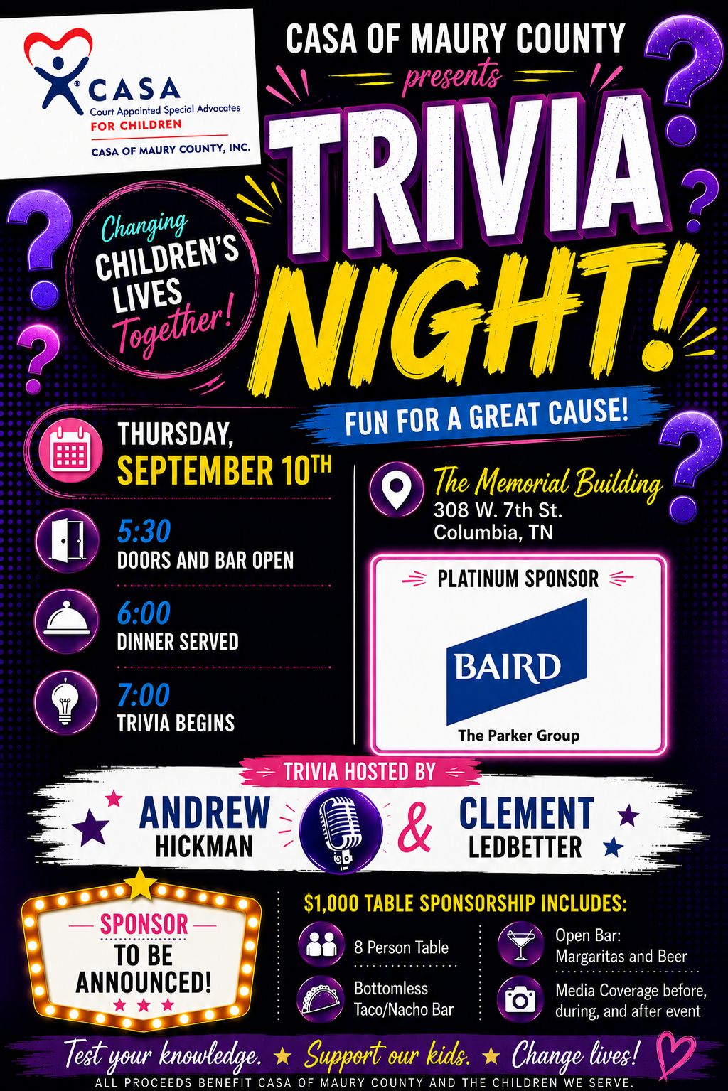 CASA of Maury County presents TRIVIA NIGHT